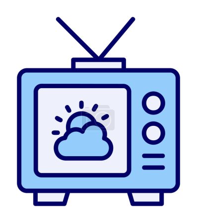 Illustration for Tv icon with weather symbol, vector illustration simple design - Royalty Free Image
