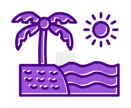 Illustration for Sunset and sea icon, Beach icon, vector illustration - Royalty Free Image