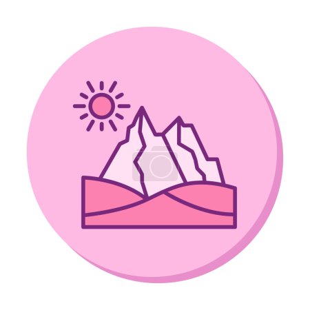Téléchargez les illustrations : Désert montagne paysage icône vectoriel illustration conception - en licence libre de droit