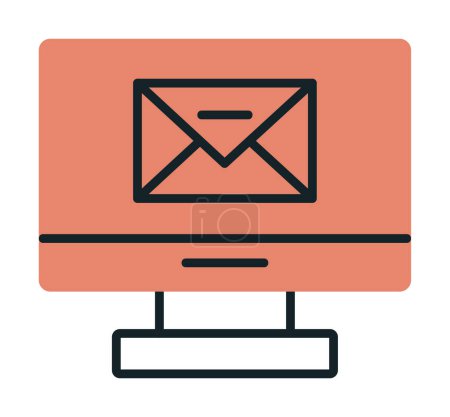 Téléchargez les illustrations : Ordinateur plat email message icône contour style - en licence libre de droit