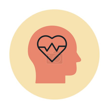 Ilustración de Silueta de cabeza con icono del corazón, ilustración vectorial diseño simple - Imagen libre de derechos