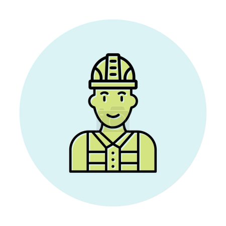 Téléchargez les illustrations : Travailleur homme avec casque vecteur illustration design. Contremaître - en licence libre de droit