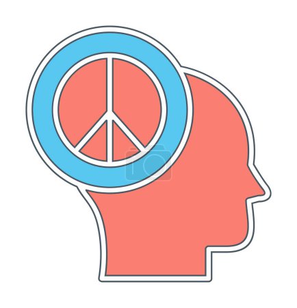 Illustration for Head icon with peace symbol, vector illustration simple design - Royalty Free Image