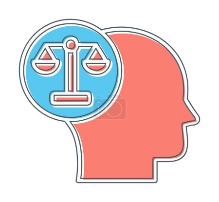 Téléchargez les illustrations : Entendu avec l'icône échelle de la justice, illustration de concept de droit - en licence libre de droit
