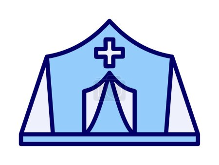 Campo de refugiados vector icono de color plano 
