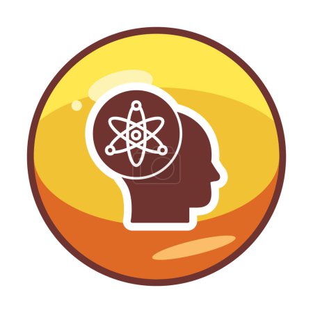 Téléchargez les illustrations : Tête humaine avec atome, icône de la science, illustration vectorielle - en licence libre de droit