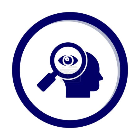 Téléchargez les illustrations : Illustration vectorielle de la tête humaine avec icône en verre grossissant - en licence libre de droit