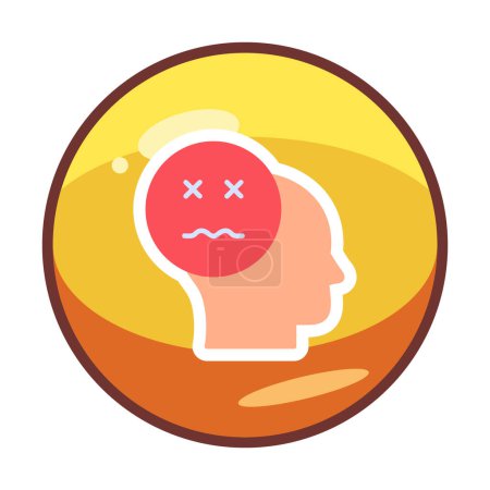 Ilustración de Cabeza humana con enfermo icono plano emoji, ilustración vectorial - Imagen libre de derechos