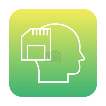 Ilustración de Cabeza humana con icono de tarjeta de memoria, ilustración vectorial - Imagen libre de derechos