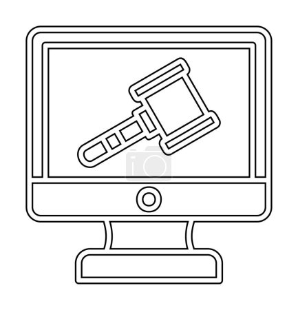 Téléchargez les illustrations : Icône de vente aux enchères en ligne, vecteur illustratiun - en licence libre de droit