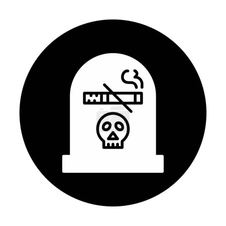 Ilustración de Cráneo plano con cigarrillo e icono de tumba - Imagen libre de derechos