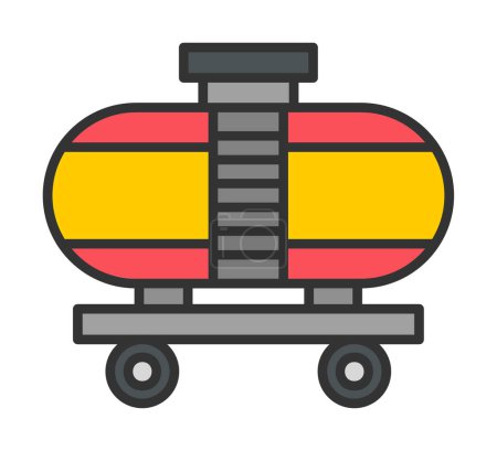 Téléchargez les illustrations : Train, chariot d'expédition icônes. Pictogrammes logistiques pour le fret - en licence libre de droit