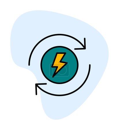 Energy icon, lightbolt with circle arrows, vector illustration