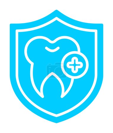 Ilustración de Escudo de protección dental vector icono. señal de línea delgada. Prevención contorno aislado símbolo ilustración - Imagen libre de derechos