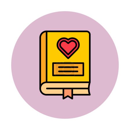Téléchargez les illustrations : Romance Livre avec icône de coeur, illustration vectorielle - en licence libre de droit