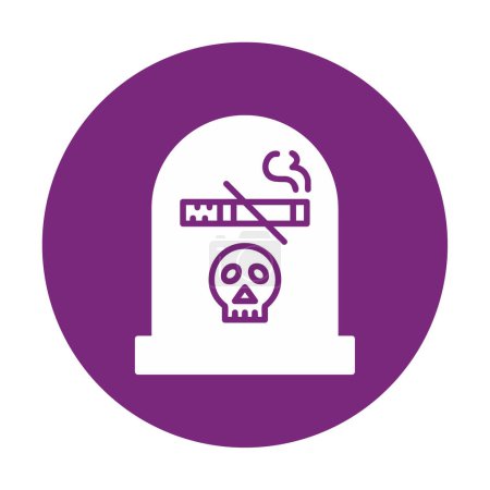Illustration for Flat skull with cigarette and grave  icon - Royalty Free Image