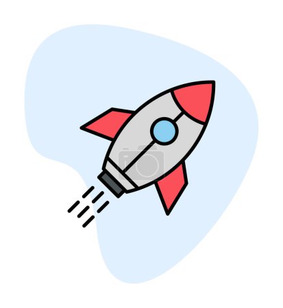 Illustration for Business startup launch concept, rocket icon, flat design - Royalty Free Image