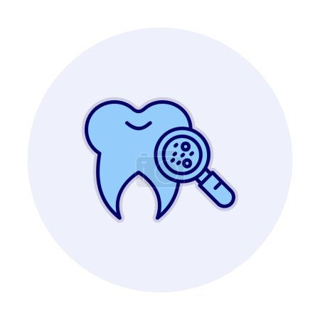 Téléchargez les illustrations : Recherche de bactéries sur l'icône des dents, illustration vectorielle - en licence libre de droit