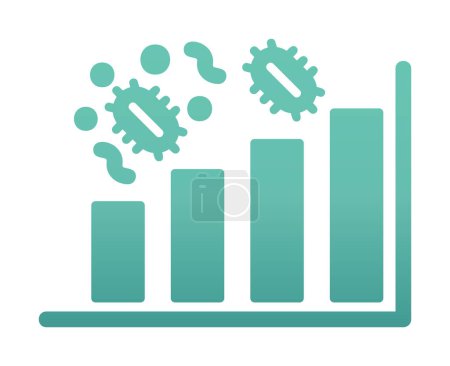 Illustration for Data analysis color icon with Increasing progress - Royalty Free Image
