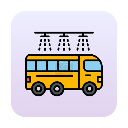 Téléchargez les illustrations : Illustration vectorielle de l'icône Bus Wash - en licence libre de droit