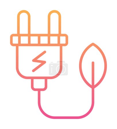 Illustration for Electric plug, Green Energy icon, outline illustration - Royalty Free Image