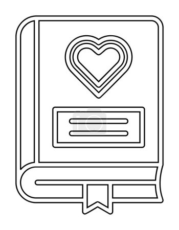 Ilustración de Libro de romance con icono del corazón, ilustración vectorial - Imagen libre de derechos