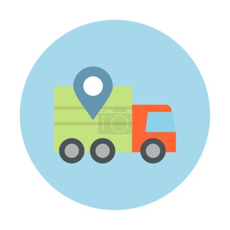 Téléchargez les illustrations : Delivery truck with location icon, simple vector illustration - en licence libre de droit