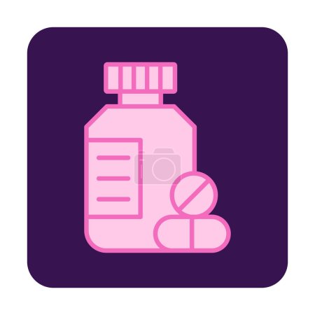 Téléchargez les illustrations : Flacon de médicaments avec pilules, icône de pilules médicales, illustration vectorielle - en licence libre de droit
