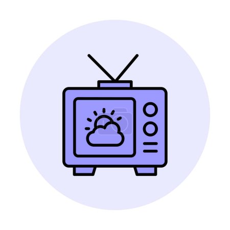 Téléchargez les photos : Icône TV avec symbole météo, illustration vectorielle design simple - en image libre de droit