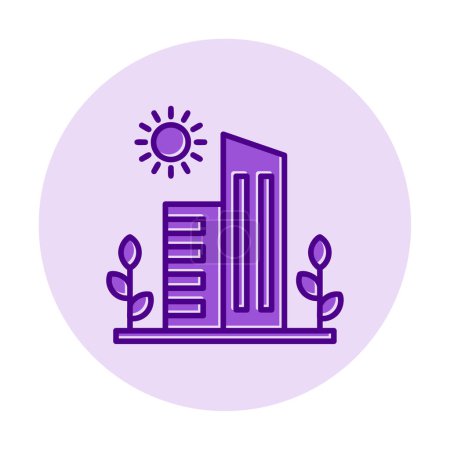 Illustration for Sun, plants and buildings vector illustration. Green City concept - Royalty Free Image