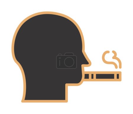 Téléchargez les illustrations : Profil de l'homme fumeur avec icône de cigarette, illustration vectorielle - en licence libre de droit