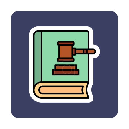 Téléchargez les illustrations : Livre de loi et marteau. icône web illustration simple - en licence libre de droit