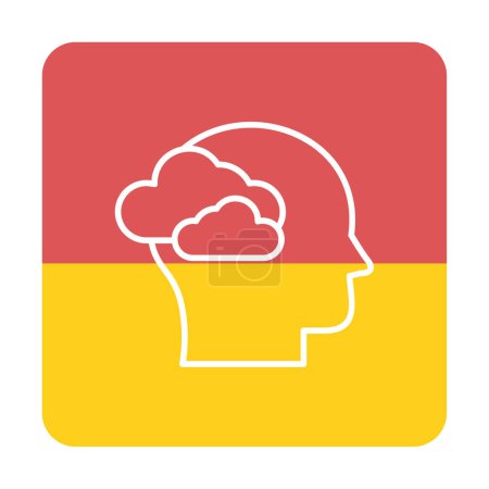 Ilustración de Cerebro con el icono de nubes, ilustración vectorial - Imagen libre de derechos