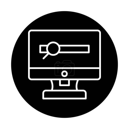 Ilustración de Monitor con icono de lupa, estilo plano - Imagen libre de derechos