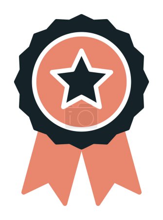 Illustration for Flat Award badge vector flat line icon - Royalty Free Image