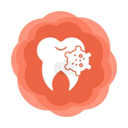 Téléchargez les illustrations : Bactéries sur l'icône des dents, illustration vectorielle - en licence libre de droit