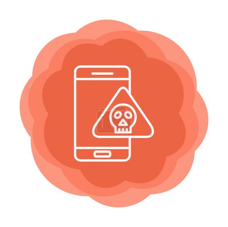 Ilustración de Diseño de iconos de teléfonos inteligentes y cráneos, tema de alerta de peligro y advertencia, ilustración vectorial - Imagen libre de derechos