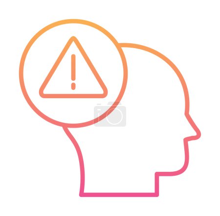 Illustration for Brain with warning sign, alert symbol, vector illustration - Royalty Free Image