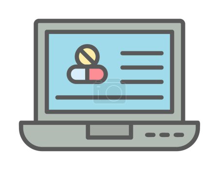 Illustration for Laptop screen icon with drugs, vector illustration simple design - Royalty Free Image