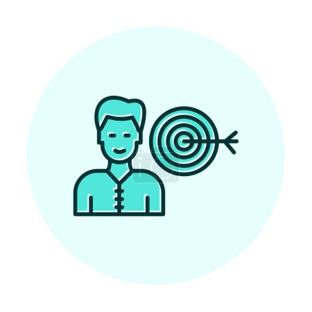 Illustration for Man against the background of a target with an arrow icon vector illustration - Royalty Free Image