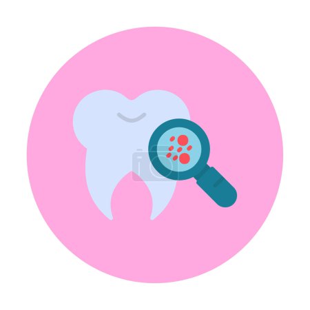 Téléchargez les illustrations : Recherche de bactéries sur l'icône des dents, illustration vectorielle - en licence libre de droit