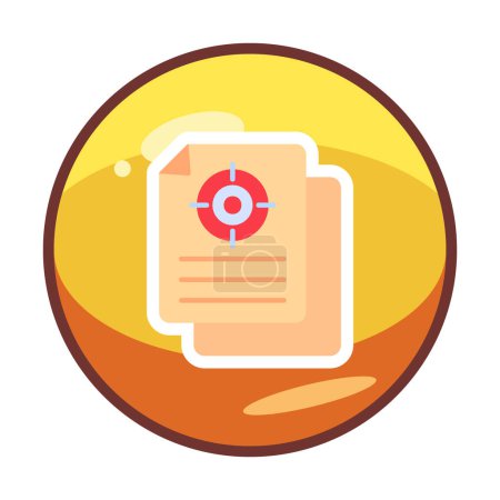 Illustration for Vector illustration of a documents with target icon - Royalty Free Image