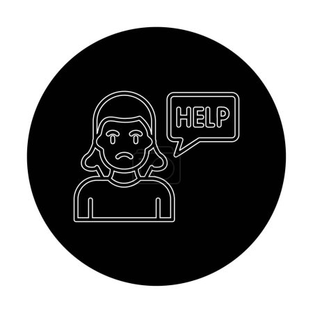 Ilustración de Mujer triste con ayuda icono de la burbuja de habla, vector de ilustración - Imagen libre de derechos