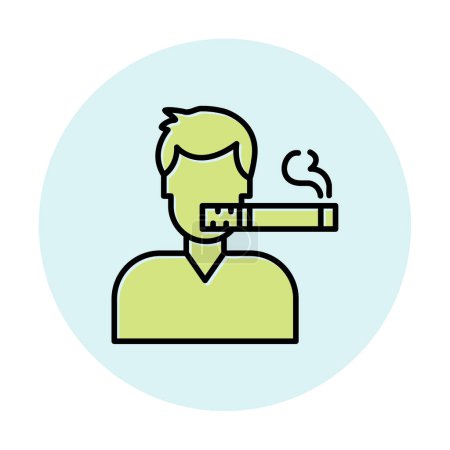 Ilustración de Hombre fumador con icono de cigarrillo, ilustración vectorial - Imagen libre de derechos