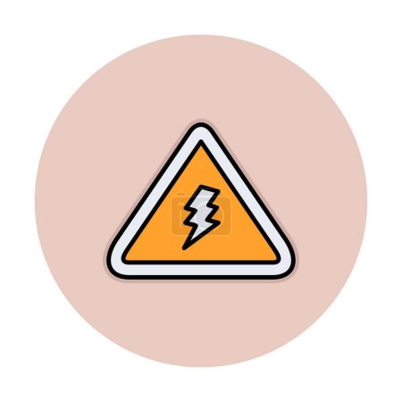 Ilustración de Señal de peligro eléctrico con icono del planeta - Imagen libre de derechos