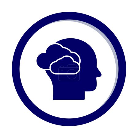Ilustración de Cerebro con el icono de nubes, ilustración vectorial - Imagen libre de derechos