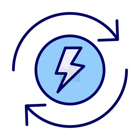 Téléchargez les illustrations : Icône énergétique, boulon lumineux avec flèches circulaires, illustration vectorielle - en licence libre de droit