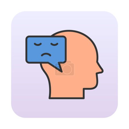 Ilustración de vector de icono de concepto de pensamiento negativo