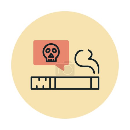 Illustration for Simple flat skull with cigarette icon. vector illustration - Royalty Free Image