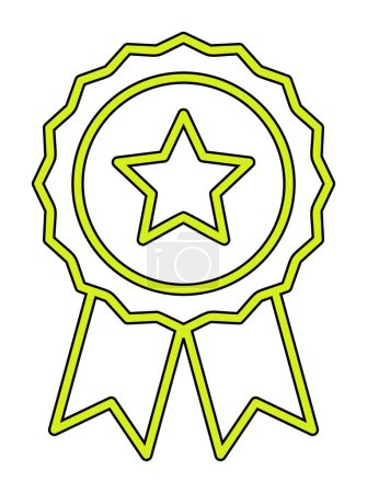 Téléchargez les illustrations : Flat Award badge vecteur ligne plate icône - en licence libre de droit